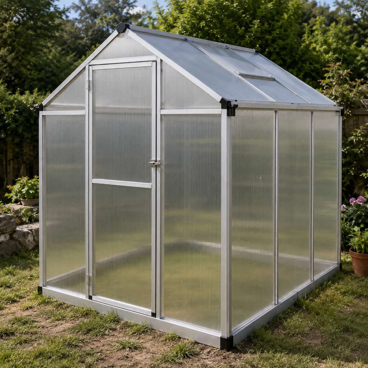 Serre Polycarbonate de Jardin Cubique avec Toit Ouvrant